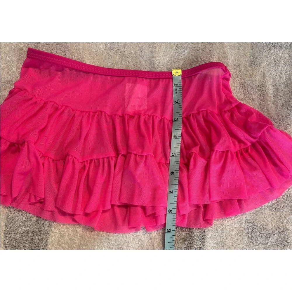 Xhilaration Girls Hot Pink Mesh Tiered Ruffle Swim Skirt Cover Up Size S 6-6X‎